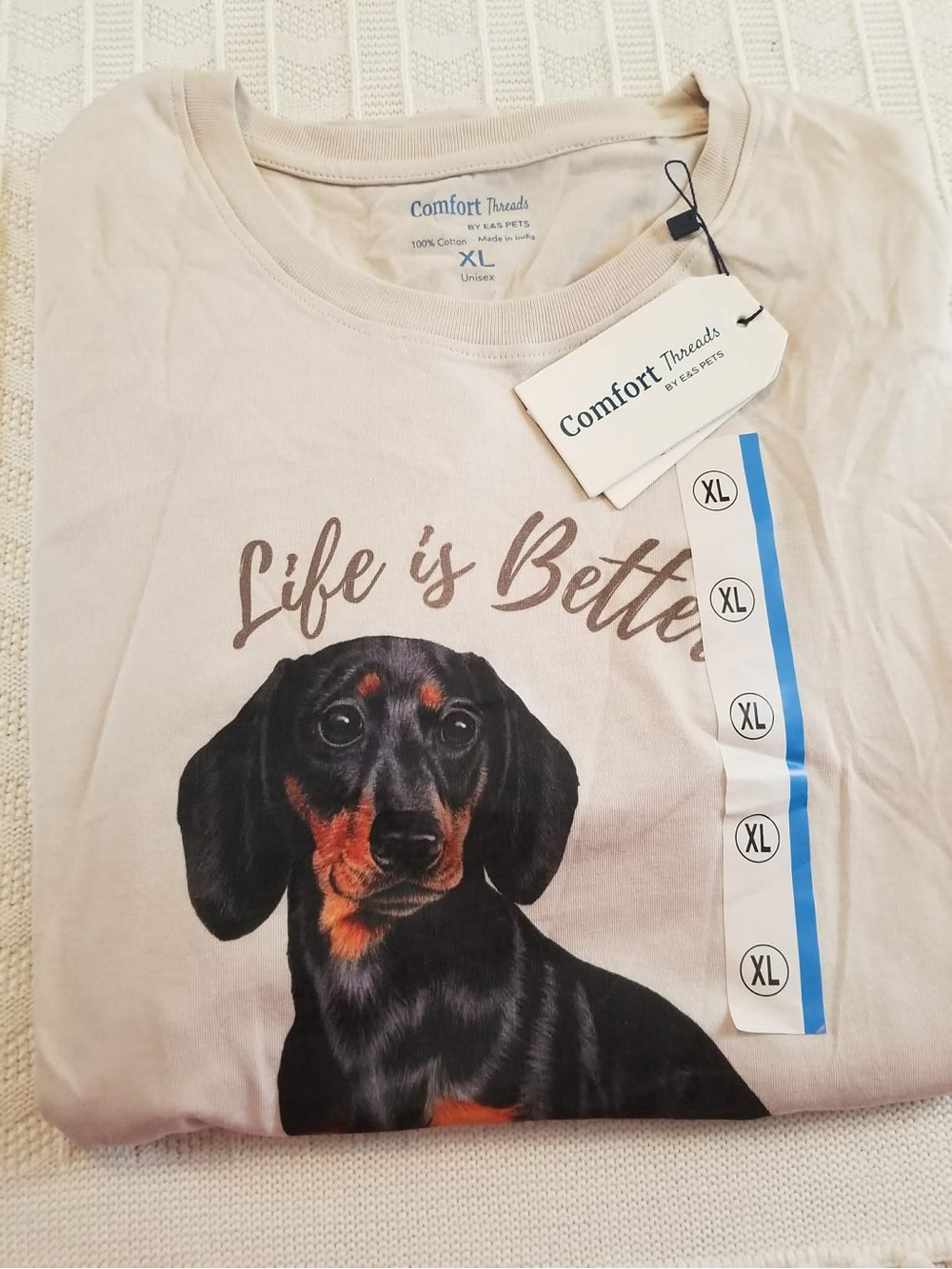 Comfort Threads By E&S Pets Cream Dachshund Graphic Tank - Life Is Better